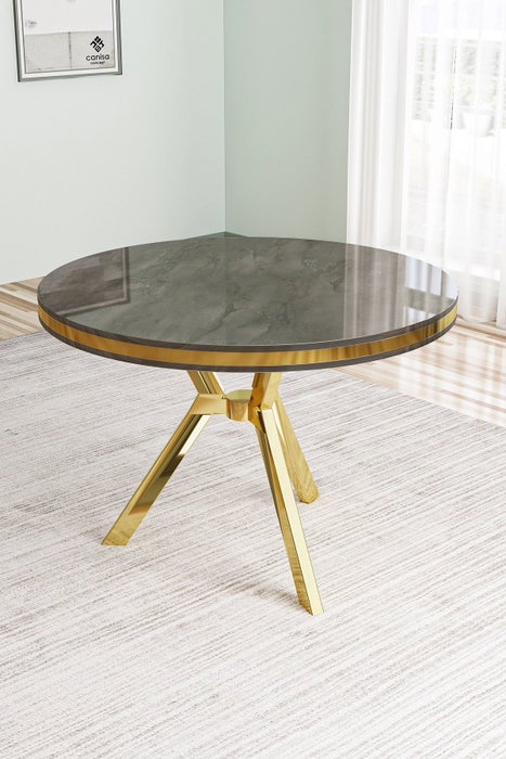 Hanah Home Mesa de Comedor Mos Antracita y Dorado